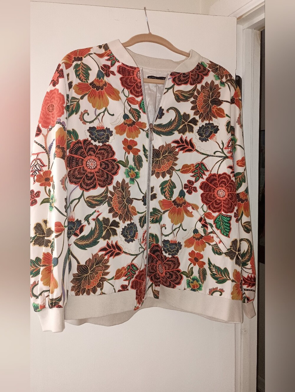 Susan Graver Weekend Floral Bomber Jacket - XL